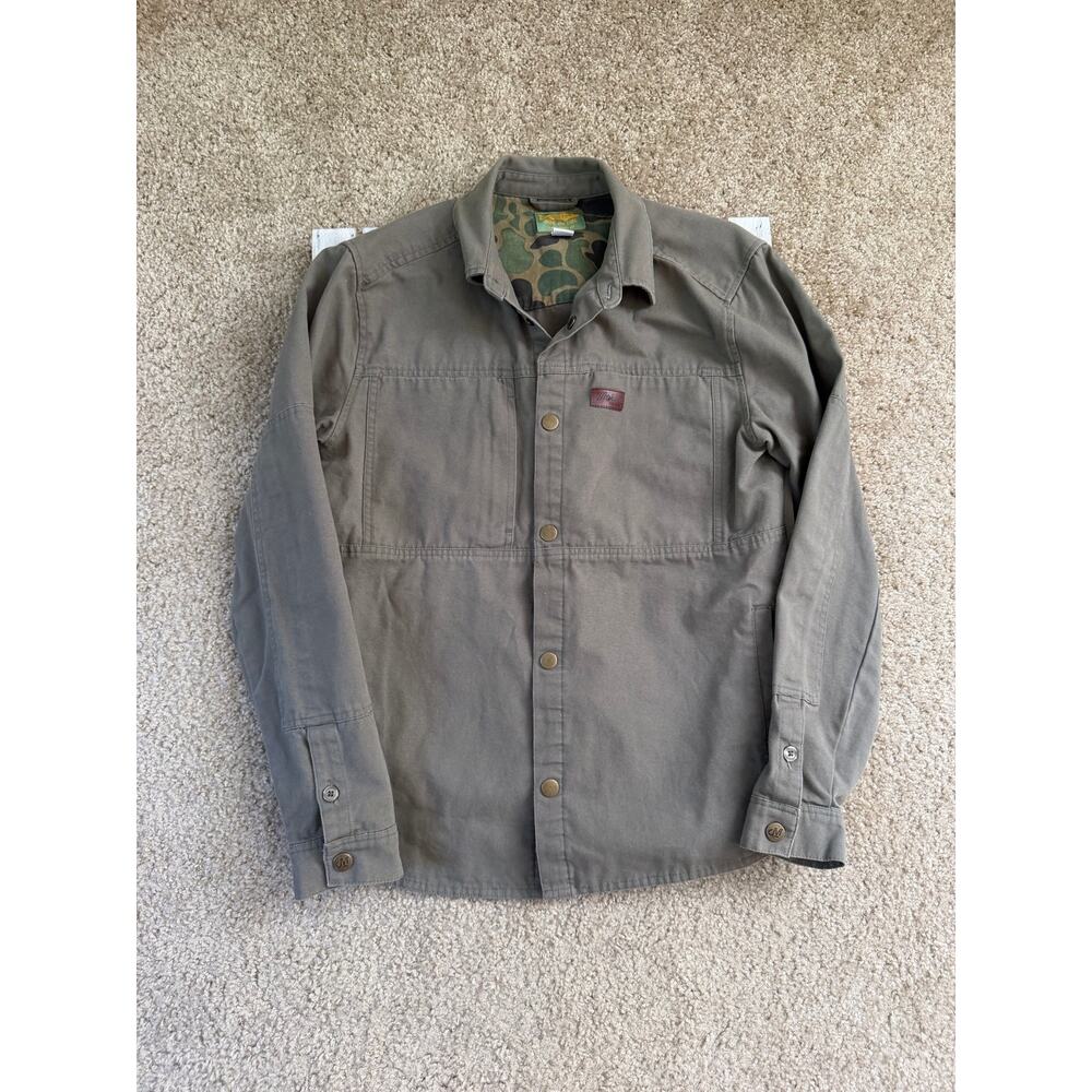 Marsh Wear Men’s Delano Snap Up Green Canvas Camo Shacket Jacket, M